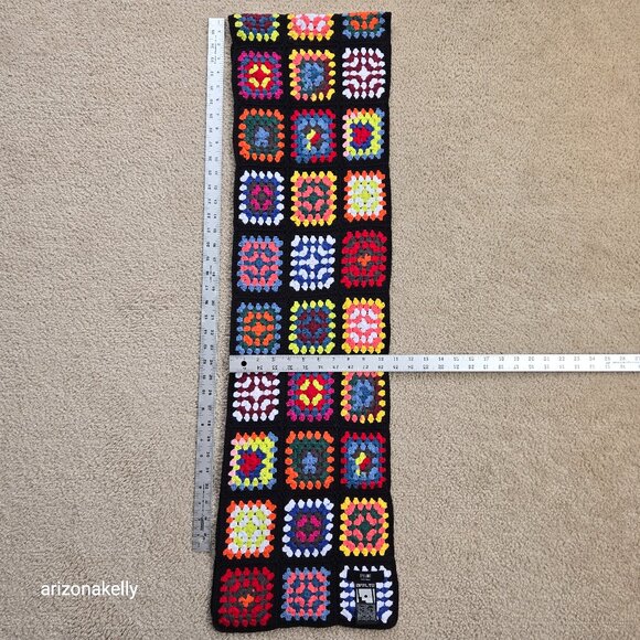 Granny Square Handmade Scarf Spelledit - Picture 2 of 9